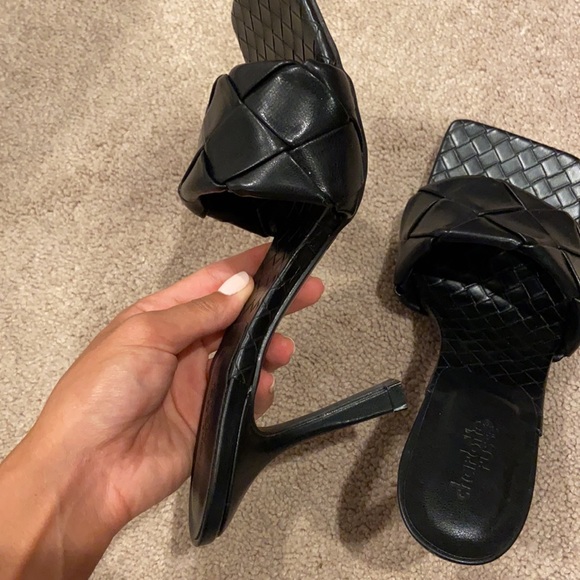 Square Toe Slip on Black Heels - Picture 5 of 9